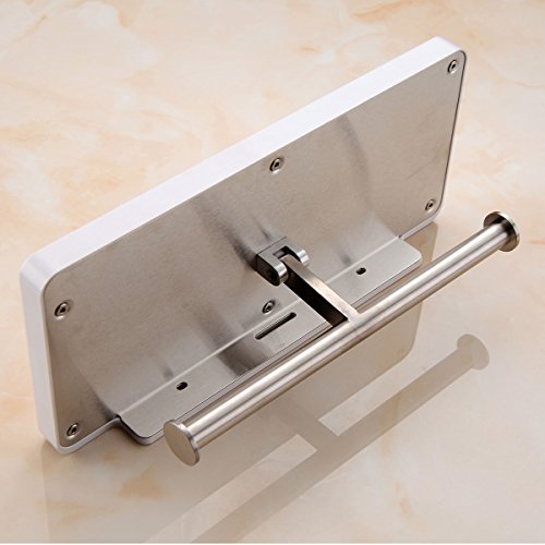 Aothpher Doppel-Toilettenpapierhalter multifunktional wandmontiert Edelstahl Ablage, weißer Anstrich, Toilettenpapierhalter im Badezimmer - 6