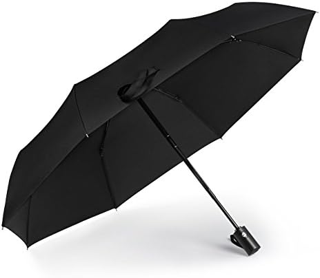 Goeous Folding Compact Travel Business Folding Waterproof and Windproof Umbrellas Women and Men Auto Open Close Black Umbrella