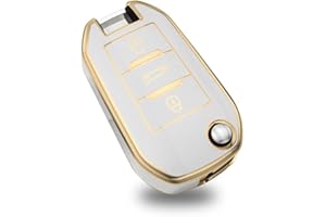 ontto TPU Car key case cover Fit For Peugeot 208 301 308 508 2008 3008 fit for Citroen C4L CACTUS C5 C2 C3 C4 C6 C8 Picasso Xsara Flip Key Shell Holder bag keychain keyring Accessories Beige A