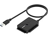 Super-Speed USB 3.0 interfaz Sabrent Convertidor de disco duro USB 3.0 a SSD / SATA / IDE de 2.5 / 3.5 / 5.25 PULGADAS con fuente de alimentación UL y luces de actividad LED [Soporte de 10TB] (USB-DS12)