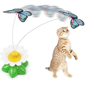 Anano Schmetterling Katze Spielzeug, Lustige Haustier Interaktive Spielzeug mit Electric Rotating Butterfly für Katze Kitten Spielen, Jagd