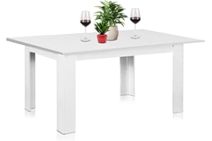 Shally Dogan Tavolo Allungabile Sala da pranzo Bianco da 110 x 70 cm a 150 x 70 cm, Design Moderno, Estensibile Salvaspazio, Ideale x Sala Pranzo, Soggiorno, Cucina, Arredamento, (Bianco Frassinato)