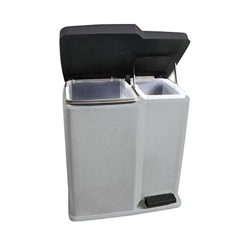 Curver 04070-491-00 Duo2 Treteimer, Kunststoff, silberfarben/anthrazit, 40,5 x 30 x 42 cm