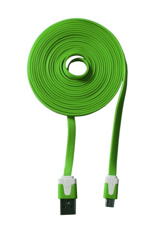 COM-FOUR® Ladekabel USB auf micro USB Stecker für Ihr Smartphone Flachkabel 3 Meter (Grün)