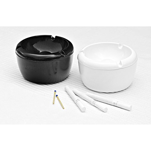 Aschenbecher aus Kunststoff – schwarz weiß Durchmesser 10,0 cm 2 Stück - 2