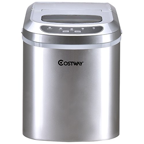 Costway Eiswürfelmaschine Eismaschine Eiswürfelbereiter inkl. Eiswürfelschaufel (2 Eiswürfelgrößen, 12kg pro Tag) Farbwahl (Silber) - 2