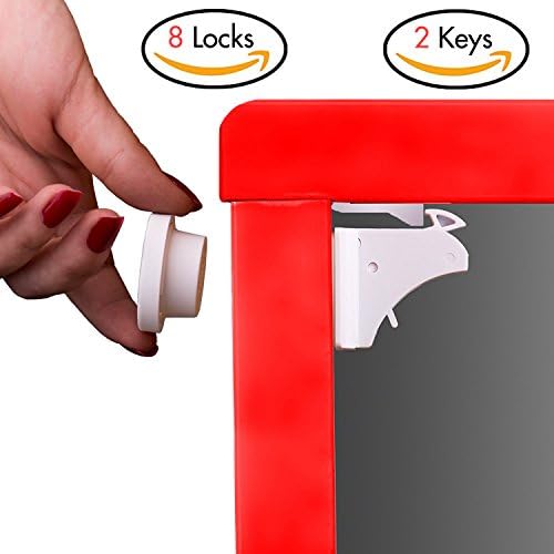 Child Safety Lock Magnetic Cabinet Locks Baby Kids Cupboard Drawer Lock-Set Invisable Adhesive by iLifeTech (8 Locks + 2 Keys)