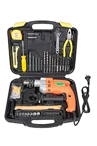 CAMEL BRAND 13 mm 850W Impact Drill Machine with Reversible Function 100 Accessories (Blue)