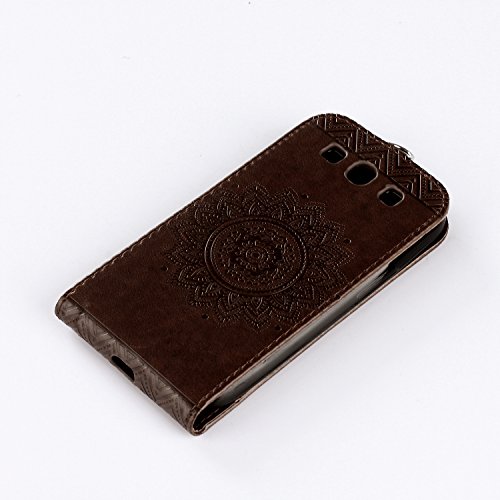 Galaxy S3 Hülle,Galaxy S3 Neo Hülle,Leder Hülle für Galaxy S3 / S3 Neo,ikasus® Prägung Floral Spitze Blumen Mandala Muster PU Lederhülle Flip Hülle im Bookstyle Cover Schale Slim Fit Soft Silikon Magnetverschluss Schutzhülle PU Leder Hülle Flip Wallet Case Kunstleder Tasche Cover mit Standfunktion und Kartenfächer Tasche Wallet Case für Samsung Galaxy S3 i9300 / Galaxy S3 Neo i9301 – Braun - 5