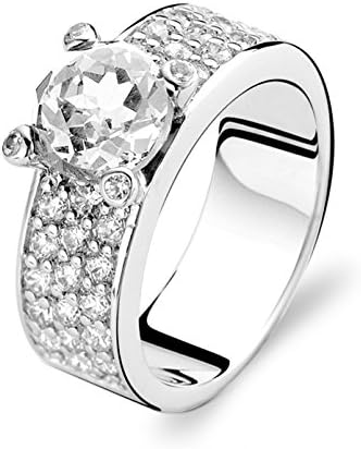 Ti Sento MilanoRhodium Plated Sterling Silver Ring with Cubic Zirconia Stones-1493ZI