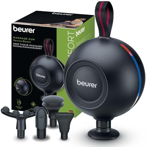 Beurer MG 101 SensorBoost - Pistola per Massaggio Muscolare Ergonomica e Compatta, massaggio silenzioso e potente per il relax e la rigenerazione muscolare, sensore intelligente di intensità