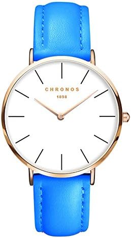 Fashion Classic Unisex Ladies Gents Watch PU Leather Strap Analogue Wrist Watches for Men Women, Blue