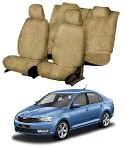 Chiefride Cotton Car Seat Cover for Skoda Rapid (5 Seater) (Beige) (All Detachable Headrest)