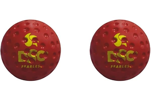 DSC Plastic Dimple Machine Cricket Ball (Red), Standard (Pack of 2)