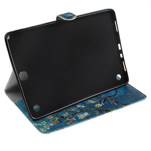 Galaxy Tab A 9.7 Hülle,Ukayfe Blau Plum Blossom Blumen Painted Schutzhülle fur Galaxy Tab A 9.7 SM-T550 Ledertasche Lederhülle Smart Case Cover,[Bunt Muster Design] Kunstleder Tasche PU Leder Schutzhülle Brieftasche Etui Schale Hülle for Galaxy Tab A (9.7 Zoll) SM-T550 mit 1 x Schwarze Eingabestift - 5