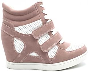 Baskets Compensées Fashion Urban – Chaussures bimatière Women and Girls Pink Size: 5.5-6