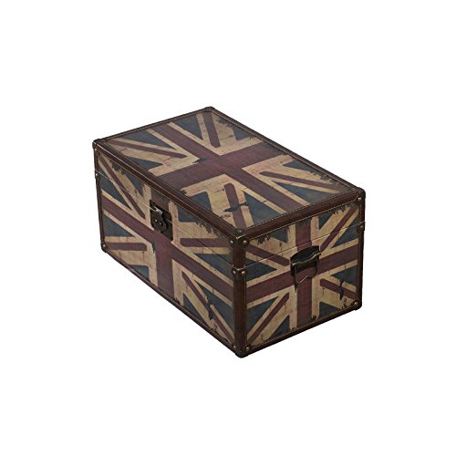 Truhe Kiste KDF U UK, Holztruhe mit Canvas bezogen im Vintage Look, Schatzkiste,Kiste, Piratenkiste, Kleinmöbel, Mit Metallbeschlägen, Antikoptik, Holz, verschieden Größen, Maritim, Deko, Hochwertig, Kolonialtruhe, Kolonialstil, Holzbox, Truhe mit Ornamenten (Größe XXL 59cm x 36cm x 33cm) - 2