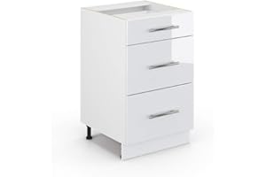 ‎VICCO Vicco Küchenunterschrank Fame-Line, Weiß Hochglanz/Weiß, 50 cm ohne Arbeitsplatte