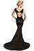 Produktbild Elegantes Abend- / Cocktail- / Ballkleid für Damen, lang, Pailletten, offener Rücken, Schwarz, Größe: L / EU: 40-42