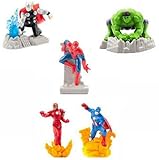 Im Set sind die Spielzeug Figuren Hulk, Thor, Captain America, Iron Man und Spiderman enthalten