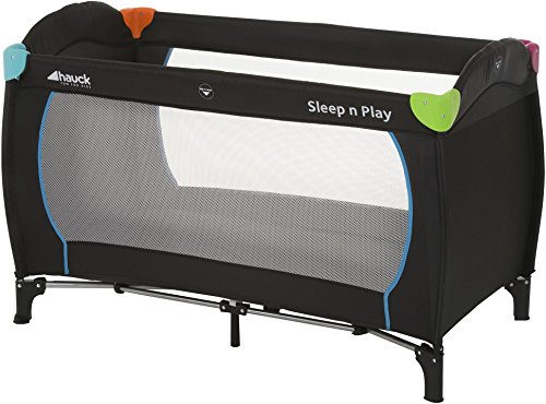 NEW Hauck Sleep n Play Travel Cot with Carry Bag & 120cm x 60cm Mattress - Black