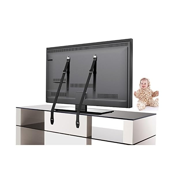 TV Safety Strap / Anti-tip TV Strap (2 pcs + all screw sizes) Premium Bundle by Teddykins, Protect Your Flat Screen TV, Furniture and Other Equipment, New Extra Long Size for Up to 60" TV's!