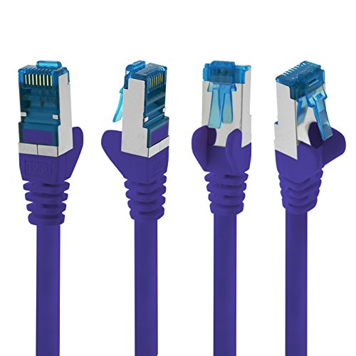 2m – CAT6a – Netzwerkkabel SET | violett – 10 Stück | CAT 6a | SFTP | S/FTP |doppelt geschirmt | PIMF | 500 MHz | kompatibel zu CAT 5 / CAT 6 / CAT 7 / DSL / Internet | 10/100/1000/10000Mbit/s | für Switch, Router, Modem, Patchpannel, Access Point, Patchfelder, X-Box, Spielkonsole, Smart TV - 4