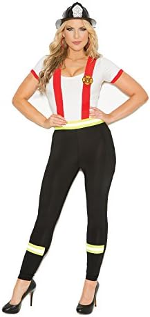 Hot Spot Women's Smoking Hot Female Fire Hero Halloween Roleplay Costume 2pc Set (XXX-Large/XXXX-Large, Black/White)