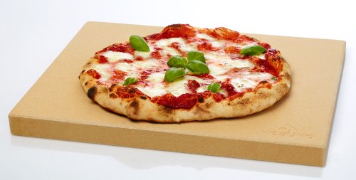 Vesuvo V38303 Pizzastein- / Brotbackbackstein Set für Backofen und Grill mit Pizzaschaufel und Pizzamehl, eckig, 38 x 30 x 3 cm - 5