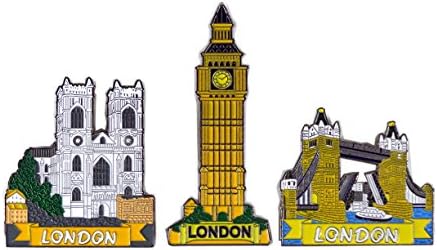 Fridge Magnets - A pack of 3 Metal Magnets of Big Ben, Tower Bridge and Westminster Abbey, Collectable Souvenirs