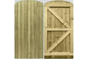 MD CARPENTRY Wooden Featheredge Dome Garden Gate Pedestrian Gate Wooden Pressure Treated 6ft 180cm, (180cm High x 75cm Wide x 6cm Deep)