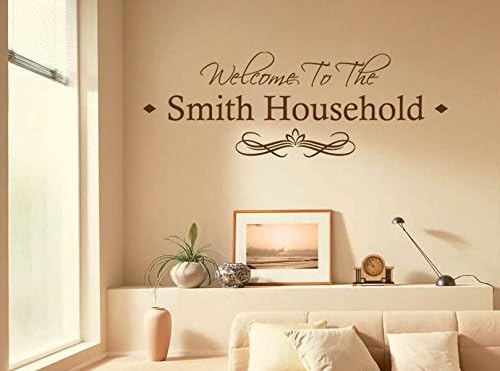 Personalised Family Welcome To Our Home Modern Wall Sticker Decal Transfer Colour Metallic Gold Size X-Large 141cm wide x 49cm high 37