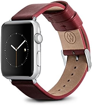 Monowear Lederbracelet red mattsilverner adaptor 38mm