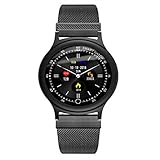 WANGXN Multi-Function Technology Bracelets Bluetooth Heart Rate Round Screen Waterproof Sports Aracelet,Black