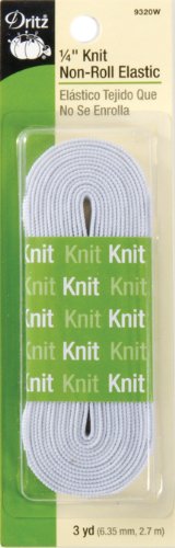 Dritz Knit Non-Roll Elastic 1/4" X3yd-White
