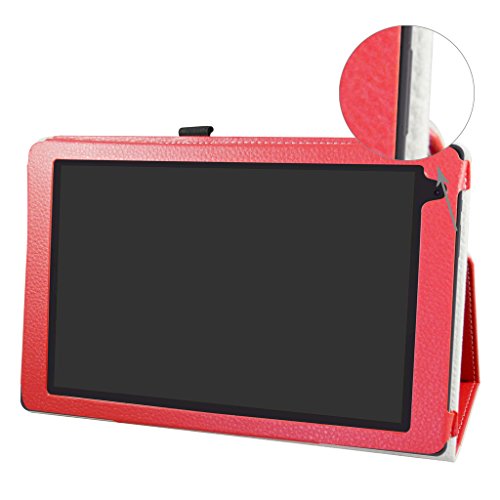 Archos 101b Oxygen hülle,Mama Mouth Folding Ständer Hülle Case mit Standfunktion für 10.1″ Archos 101b Oxygen Android 6.0 Tablet PC,Rot - 2