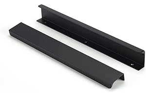 SYZOW 6 Pezzi Maniglie per mobili da cucina Nero 300mm maniglie nascoste nere -Maniglie Armadio Nero Maniglie Cassetti Nascosta Maniglie per Mobili in Alluminio