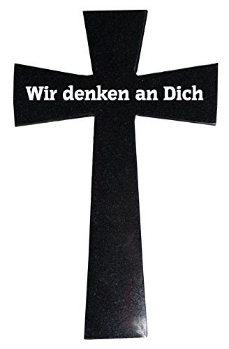 Grabkreuz Granit (Black-Wir denken an Dich)