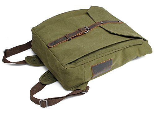 Y-DOUBLE Fashion Segeltuch Leder Canvas Vintage-Stil Unisex Junge Reisetasche Wandertasche 15 inch Laptop Rucksack für Studenten Freizeit - 6