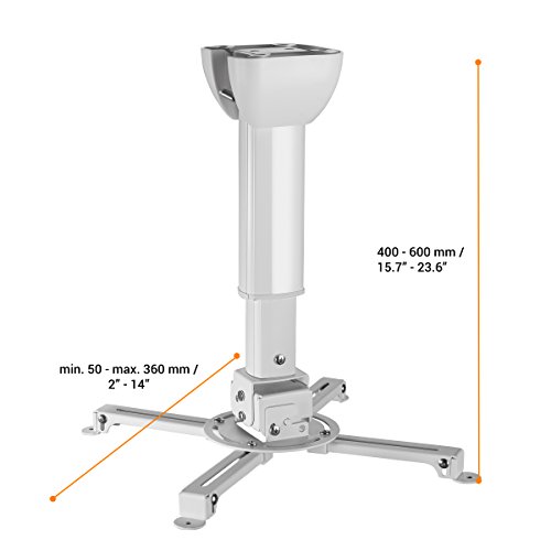 celexon Beamer-Deckenhalterung Multicel 4060 Pro | Farbe: weiß | Universale, neigbare Deckenhaltung für alle gängigen Projektoren | auch für Schrägen bis 15° | einfache Installation - 2