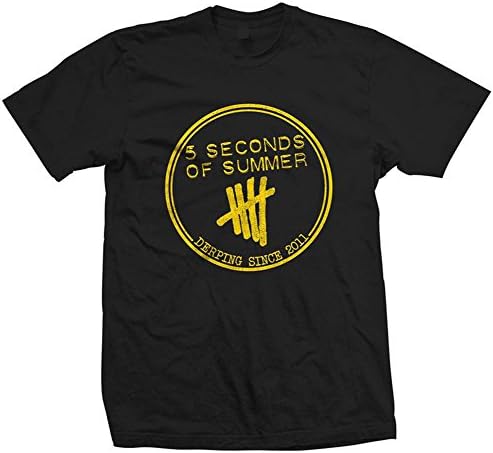 5 Seconds of Summer 5SOS Yellow Derping Stamp T-Shirt (XX-Large)