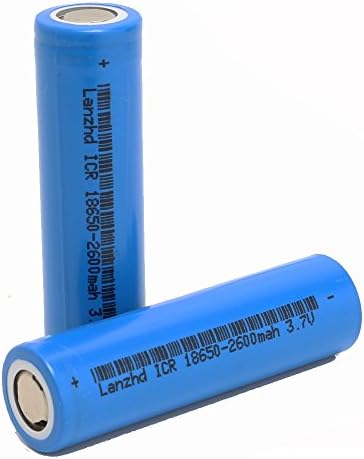 2PCS 18650 Rechareable batteries 2600mAh Li-Ion 3.7V 18650 Battery for LED Torches/Headlamps (Blue)