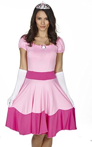 Princess Peach Fancy Dress Costume Style Pink Princess Peaches Costume Sizes 6-16 (Small 6-8, New Light Pink)