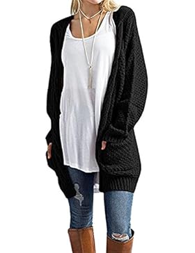 Cnfio Damen Strickjacke Lässig Casual Cardigan Langarm Pullover Outwear mit Taschen Mantel Jacke Winter