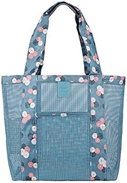 Beach Bag Storage Bag Extra Large Family Mesh Beach Bag Tote Toy Towel Sand High Quality Lightweight for Ladies 35*35*12cm - Blue - Green - Red - Yellow, Blue