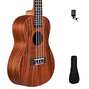 Kadence Concert Size Ukulele 24 inch Mahogany wood with Fluorocarbon Strings - Brown Satin Colour with Bag and Tuner