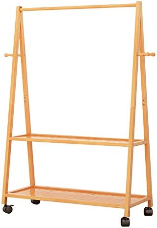 Coat Racks ZHIRONG 3 In 1 Fashion Floor-standing Multifunction Shelf Hangers Bedroom Clothes Rack Living Room Bamboo Arts Rolling Wardrobe (Color : 80*45*165cm)