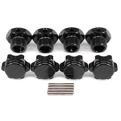 KOFUN Wheel Hex Hub Nuts, 4 Pieces 1/8 HSP 17mm Wheel Hex Hub Extension Adapter Alloy For RC Car Accessories Ideal Christmas Birthday Wheel Hex Hub Covers and Pins Gift For Kids Black