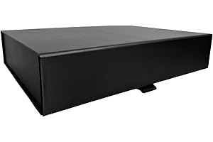 Aryllis A4 Shallow Luxury Gift Box with Magnetic Lid, Black, Gift Hamper for Birthday & Anniversary Presents - 33cm x 25cm x 7cm