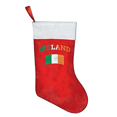 RAINNY Christmas Sock, Classic Vintage Irish Ireland Pleuche Xmas Stocking for Childrens Gift Bags with Cuff